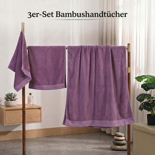 Set of 3 bamboo towel Material:Loop:100% bamboo Base fabric:100% cotton