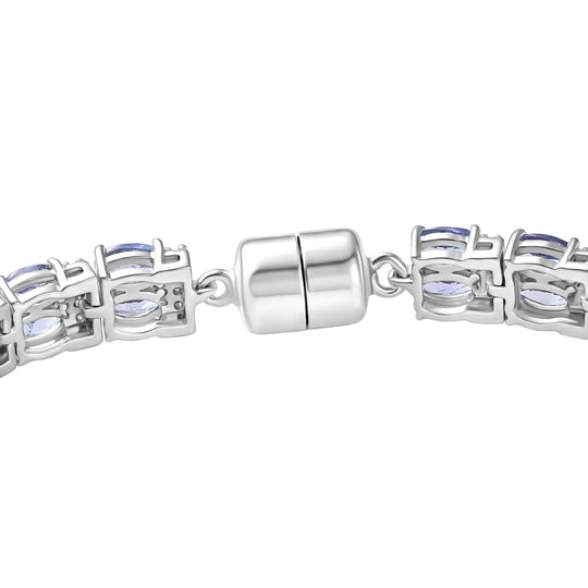 D'Joy Tansanit, Moissanit Armband ca. 20 cm 925 Silber rhodiniert ca. 13,63 ct.