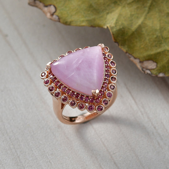EVER TRUE Kunzit, Orissa Rose Granat Ring Nickelfreies Messing Roségoldfarben (Größe 20.00) ca. 11.78 ct