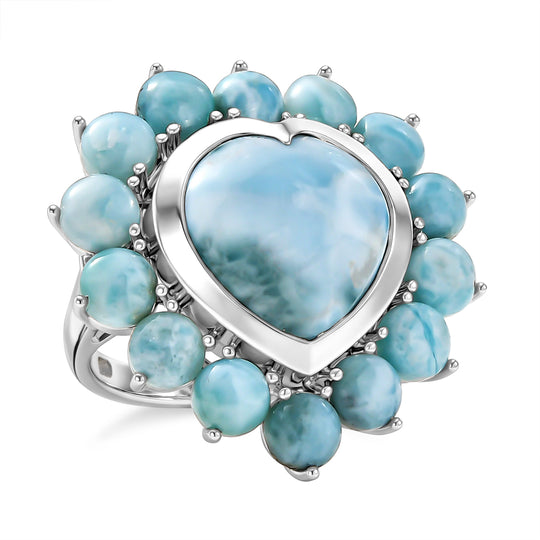 D'Joy Larimar Ring 925 Silber rhodiniert (Größe 21.00) ca. 22,58 ct