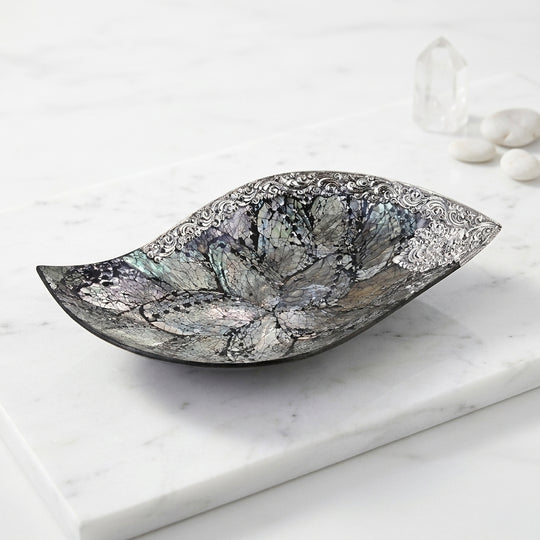 Royal Bali - Abalone Muschel Blattförmige Dekoschale, 925 Silber