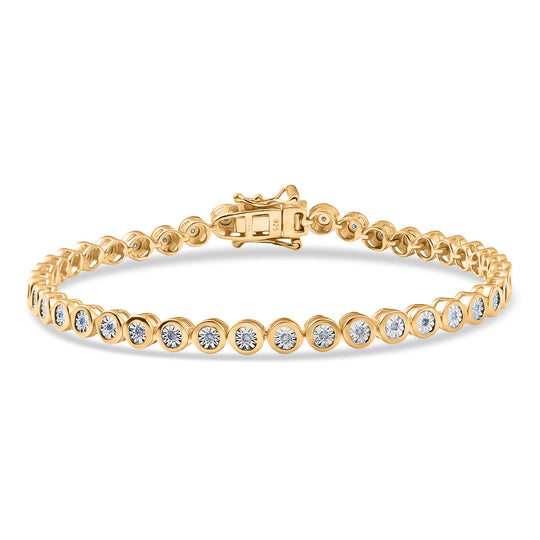 D'Joy Natürlicher Champagner Diamant Armband ca. 20 cm 925 Silber 750 Roségold Vermeil ca. 0.35 ct