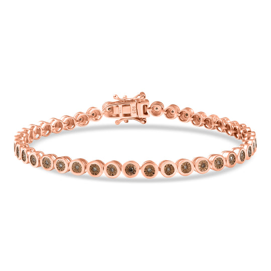 D'Joy Natürlicher Champagner Diamant Armband ca. 20 cm 925 Silber 750 Roségold Vermeil ca. 0.35 ct