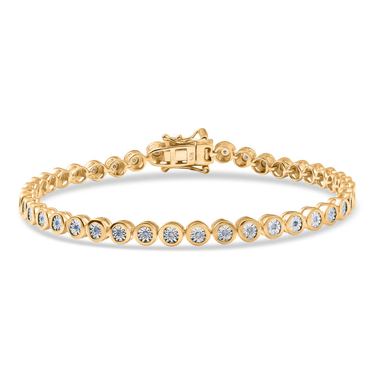 D'Joy Natürlicher Champagner Diamant Armband ca. 20 cm 925 Silber 750 Roségold Vermeil ca. 0.35 ct
