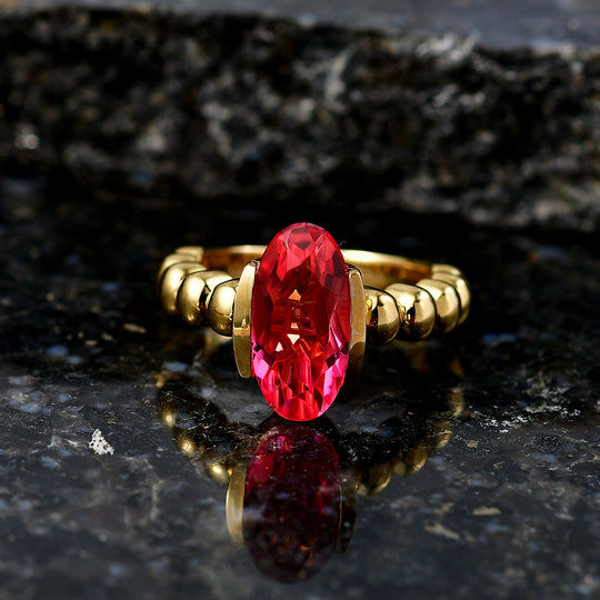 EVER TRUE Abendglut Majestät Sunset Quarz Triplette Ring Nickelfreies Messing (Größe 19.00) ca. 3.57 ct