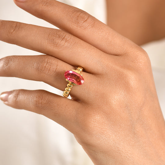 EVER TRUE Abendglut Majestät Sunset Quarz Triplette Ring Nickelfreies Messing (Größe 19.00) ca. 3.57 ct