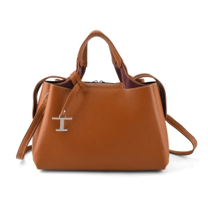 Henkeltasche aus Echtleder mit Schulterriemen, Reißverschlussfach und 4 Innenfächern, 36x17x26cm, Schwarz