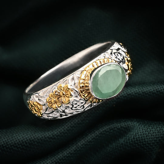 D'Joy Royal Bali - Socoto Smaragd Ring 925 Silber (Größe 18.00) ca. 1.17 ct