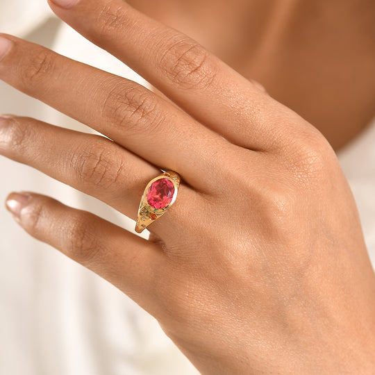 EVER TRUE Sonne und Himmel Sunset Quarz Triplette, Salamanca Feueropal Ring Nickelfreies Messing (Größe 20.00) ca. 2.95 ct