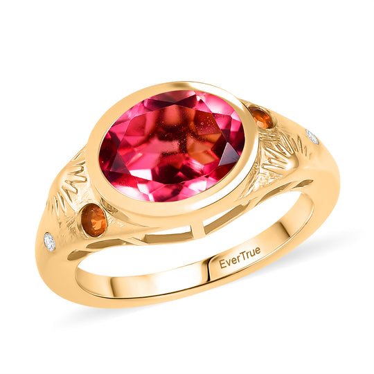 EVER TRUE Sonne und Himmel Sunset Quarz Triplette, Salamanca Feueropal Ring Nickelfreies Messing (Größe 20.00) ca. 2.95 ct