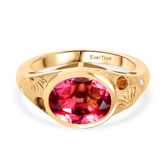 EVER TRUE Sonne und Himmel Sunset Quarz Triplette, Salamanca Feueropal Ring Nickelfreies Messing (Größe 20.00) ca. 2.95 ct