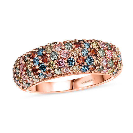 LUXURIANT DIAMOND - Lab Grown Mehrfarbig Diamant SI, Lab Grown Grüner Diamant Ring 925 Silber 750 Roségold Vermeil (Größe 21.00) ca. 1.50 ct