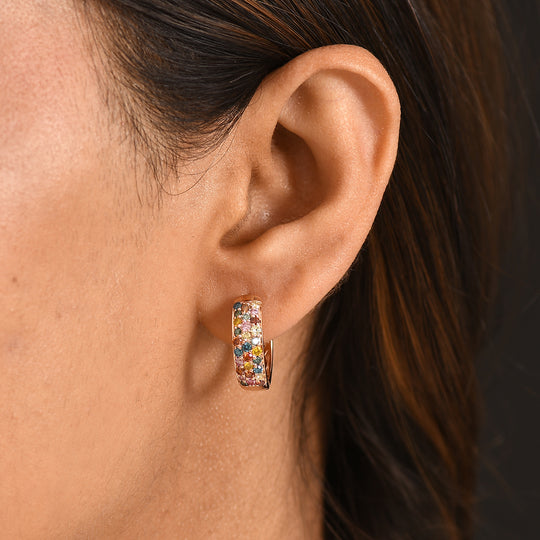 LUXURIANT DIAMOND - Lab Grown Mehrfarbig Diamant SI, Lab Grown Gelb Diamant Ohrringe, SGL zertifiziert, 925 Silber 750 Roségold Vermeil ca. 1.50 ct