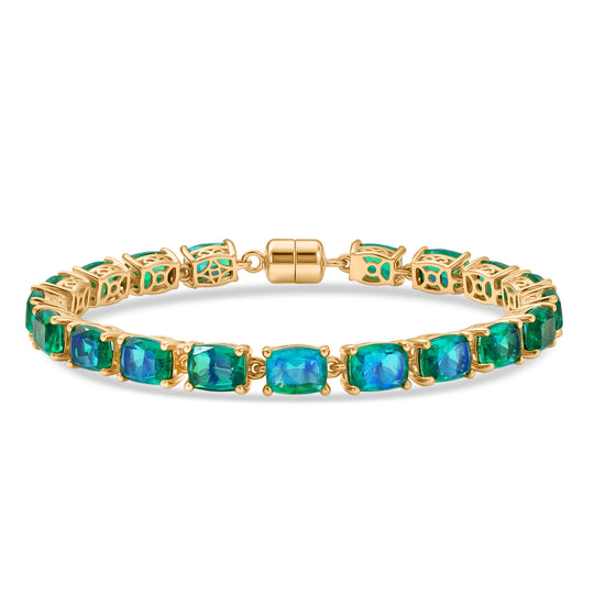 D'Joy Pfau Quarz Triplette Armband ca. 19 cm 925 Silber 750 Gelbgold Vermeil ca. 26,95 ct.