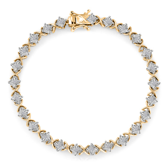 D'Joy Weißer Diamant Armband ca. 19 cm 925 Silber Rhodiniert ca. 0,25 ct.