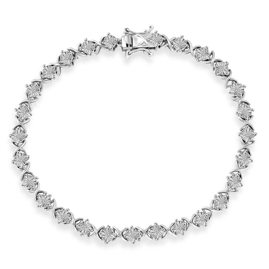 D'Joy Weißer Diamant Armband ca. 19 cm 925 Silber Rhodiniert ca. 0,25 ct.