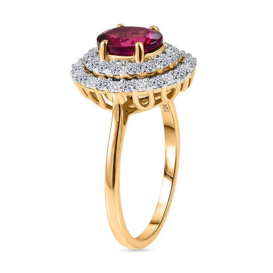 LUXURIANT 2,40 ct. AAA Rubellit und Labor Diamant Ring in 417 Gold (9-15 Werktage Lieferzeit)