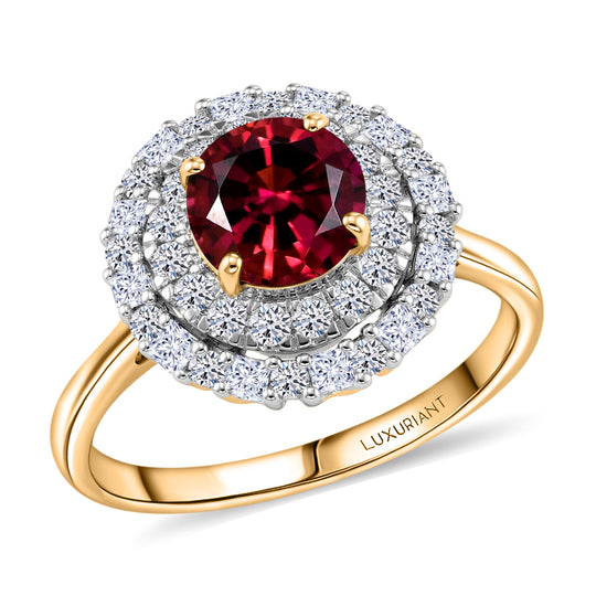 LUXURIANT 2,24 ct. AAA Rubellit und Labor Diamant Ring in 417 Gold (9-15 Werktage Lieferzeit)