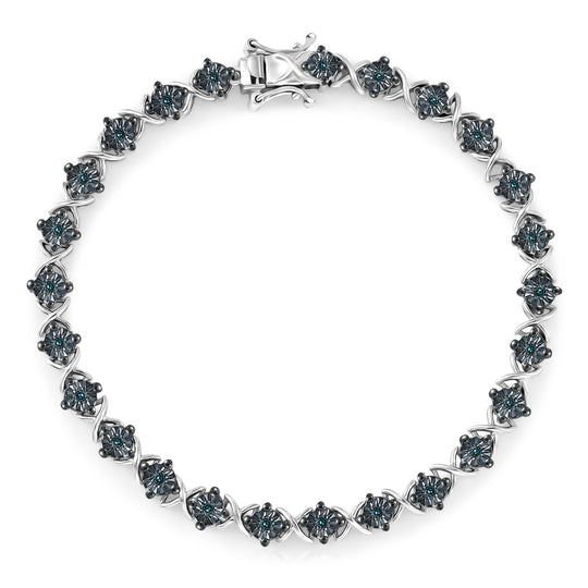 D'Joy Blauer Diamant Armband ca. 20 cm 925 Silber rhodiniert ca. 0,25 ct.
