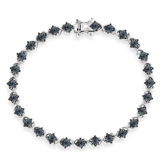 D'Joy Blauer Diamant (IR) Armband ca. 19 cm 925 Silber rhodiniert ca. 0.25 ct