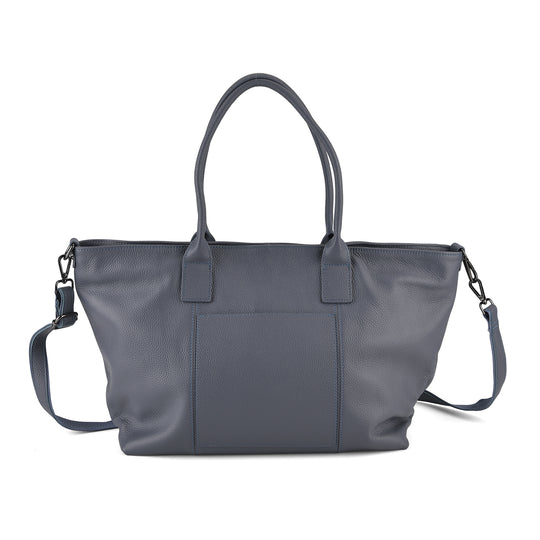 Echtleder-Schultertasche, Shopper-Design, Reißverschluss, abnehmbarer Schulterriemen, 38x17x30 cm, Schwarz