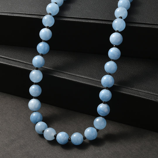 Milchiger Aquamarin Halskette ca. 50 cm Nickelfreies Messing platiniert ca. 180.00 ct