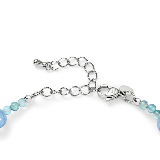 EVER TRUE Milchiger Aquamarin, Blauer Apatit Armband ca. 19 cm + 5 cm Extender, 316L Edelstahl ca. 58,00 ct.