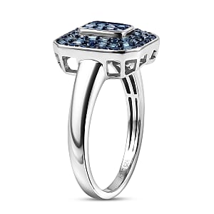 CULLINAN MINE - Blauer Diamant SI Ring 925 Silber Rhodiniert (Größe 19.00) ca. 0.50 ct