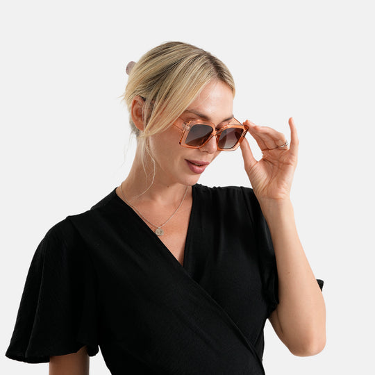 LA MAREY Sonnenbrille mit UV400 Schutz, polarisierte TAC-Gläser, PC-Rahmen, 15 x 15 cm, Teefarben