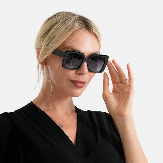 LA MAREY Sonnenbrille, UV400-Schutz, polarisierte TAC-Gläser, schwarze Fassung