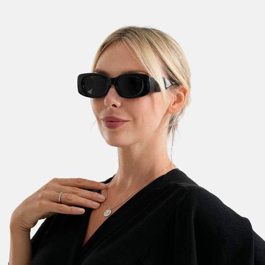 LA MAREY Sonnenbrille, UV400, polarisierte TAC-Gläser, schwarzer Rahmen
