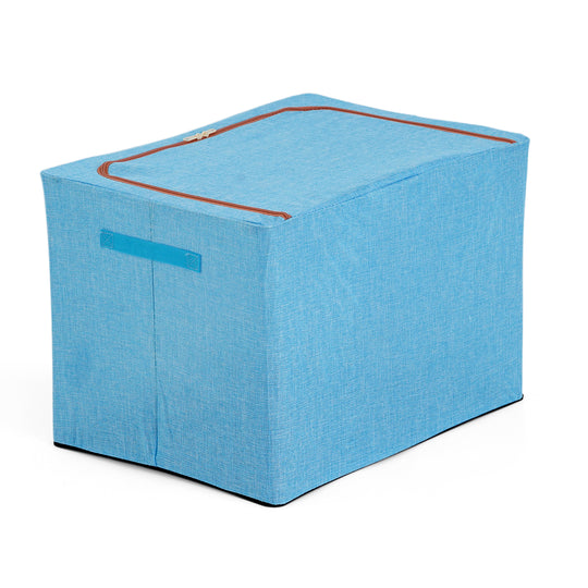 LIVMORE Kleiderschrank-Aufbewahrungsbox aus Leinen-Baumwoll-Mix, faltbar, 60x42x40cm, Grau