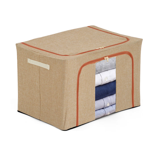 LIVMORE Kleiderschrank-Aufbewahrungsbox aus Leinen-Baumwoll-Mix, faltbar, 60x42x40cm, Grau