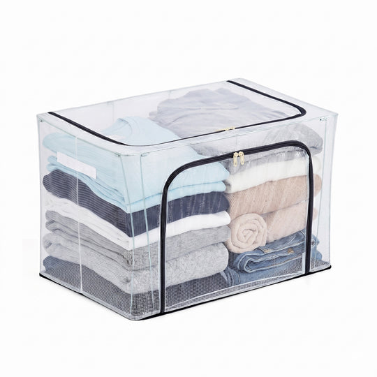 LIVMORE Kleiderschrank-Aufbewahrungsbox aus Leinen-Baumwoll-Mix, faltbar, 60x42x40cm, Grau