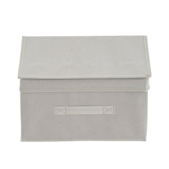 LIVMORE Aufbewahrungsbox aus Vliesstoff und Karton mit Deckel, 35x30x20cm, Weiß