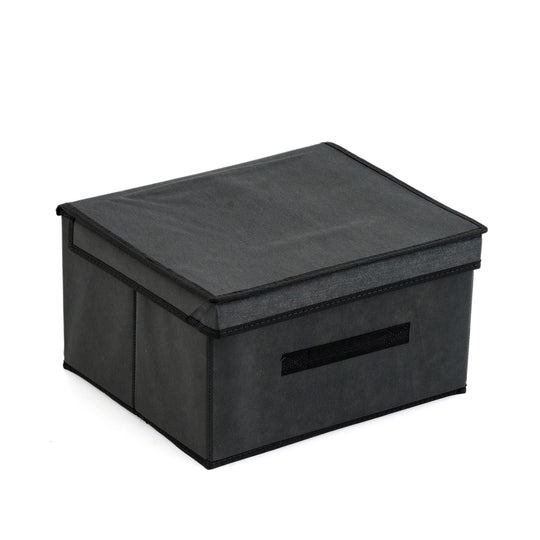 LIVMORE Aufbewahrungsbox aus Vliesstoff und Karton mit Deckel, 35x30x20cm, Weiß
