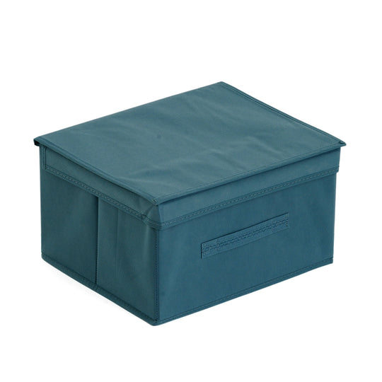 LIVMORE Aufbewahrungsbox aus Vliesstoff und Karton mit Deckel, 35x30x20cm, Weiß
