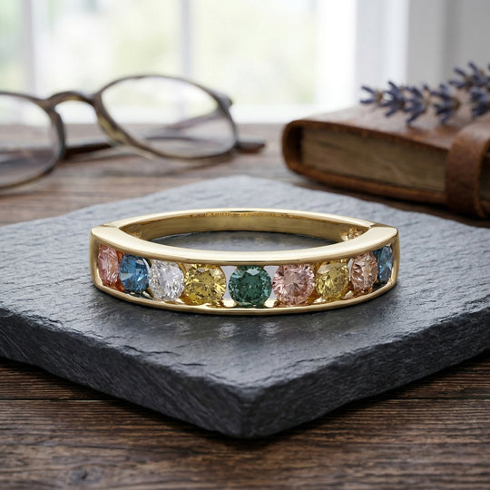LUXURIANT DIAMOND - SI, Lab Grown Grüner Diamant Ring 925 Silber Rhodiniert und 750 Gelbgold Vermeil (Größe 19.00) ca. 1,50 ct