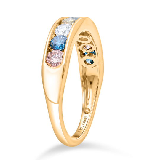 LUXURIANT DIAMOND - SI, Lab Grown Grüner Diamant Ring 925 Silber Rhodiniert und 750 Gelbgold Vermeil (Größe 19.00) ca. 1,50 ct