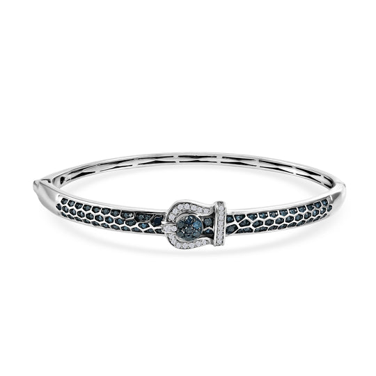D'Joy Blauer Diamant Armreif ca. 19 cm 925 Silber Rhodiniert (10-15 Werktage Lieferzeit) ca. 1.00 ct