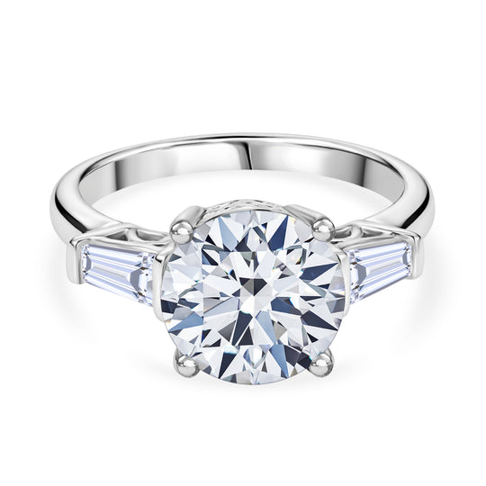 D'Joy Moissanit Ring 925 Silber Rhodiniert (Größe 20.00) ca. 4,04 ct