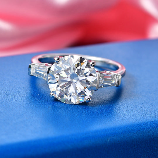 D'Joy Moissanit Ring 925 Silber Rhodiniert (Größe 20.00) ca. 4,04 ct