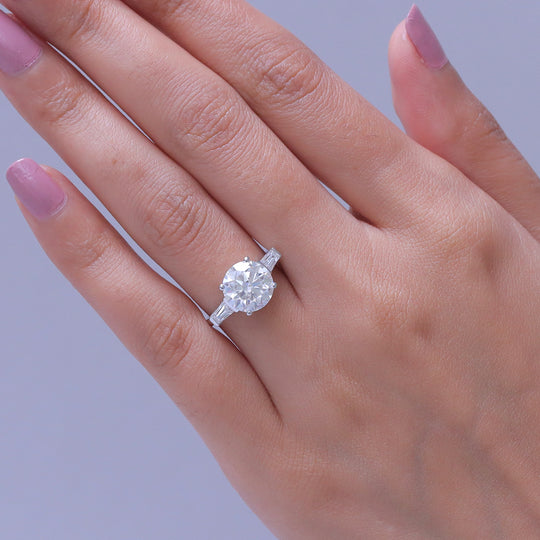 D'Joy Moissanit Ring 925 Silber Rhodiniert (Größe 20.00) ca. 4,04 ct