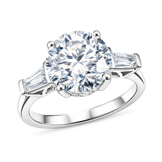 D'Joy Moissanit Ring 925 Silber Rhodiniert (Größe 20.00) ca. 4,04 ct