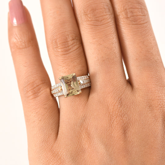 LUXORO AAA Turkizit, Weißer Diamant Ring 417 Gold (Größe 17.00) (10-16 Werktage Lieferzeit) ca. 3,86 ct
