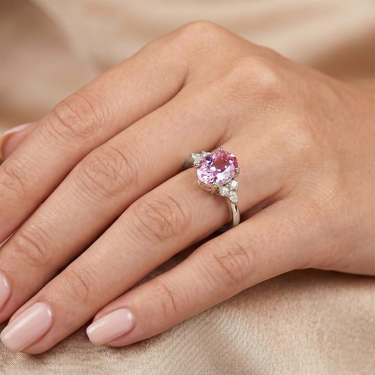 Rosa Zirkonia, Weißer Zirkonia Ring Nickelfreies Messing rhodiniert (Größe 16.00)