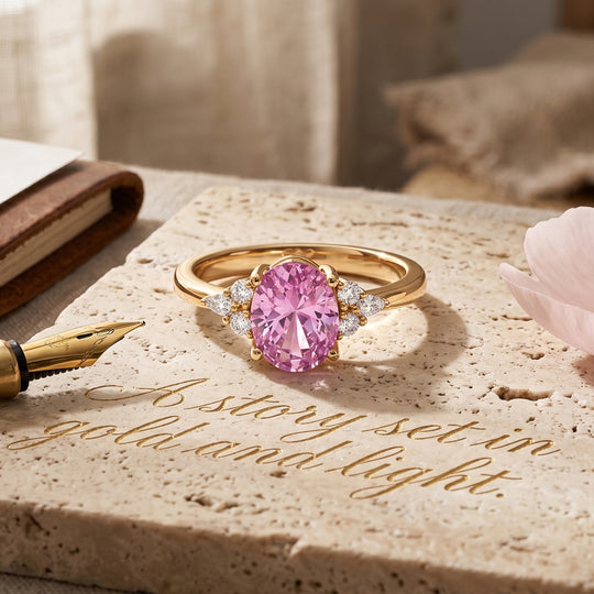 Rosa Zirkonia, Weißer Zirkonia Ring Nickelfreies Messing vergoldet (Größe 19.00)