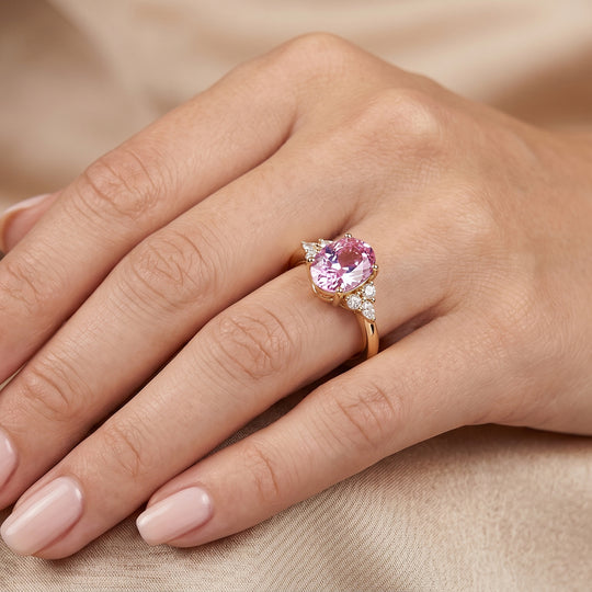 Rosa Zirkonia, Weißer Zirkonia Ring Nickelfreies Messing vergoldet (Größe 19.00)
