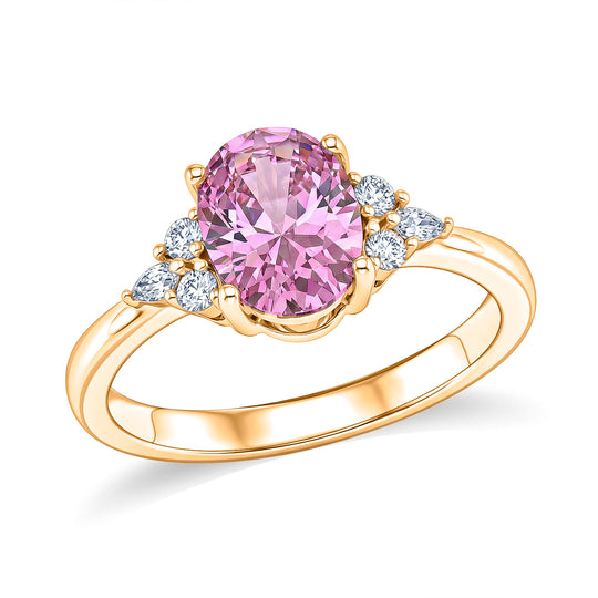 Rosa Zirkonia, Weißer Zirkonia Ring Nickelfreies Messing vergoldet (Größe 19.00)