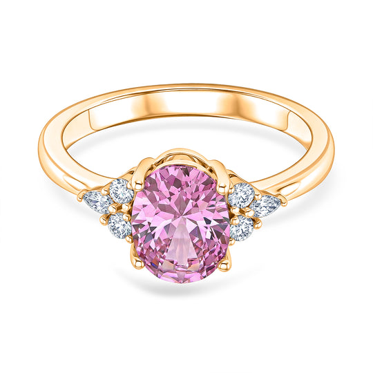 Rosa Zirkonia, Weißer Zirkonia Ring Nickelfreies Messing vergoldet (Größe 19.00)